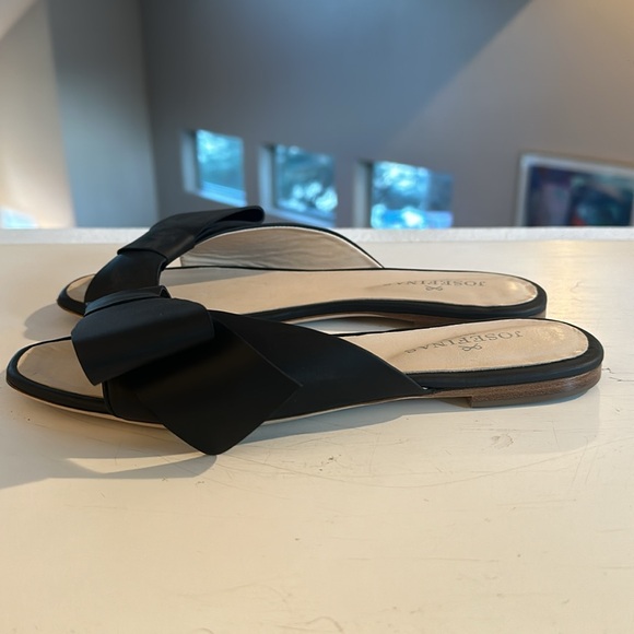 JOSEFINAS PORTUGAL MARIE ANTOINETTE black slides 39 8 B flats - Picture 4 of 9